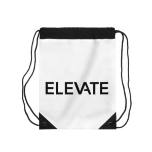 ELEVATE White Drawstring Bag